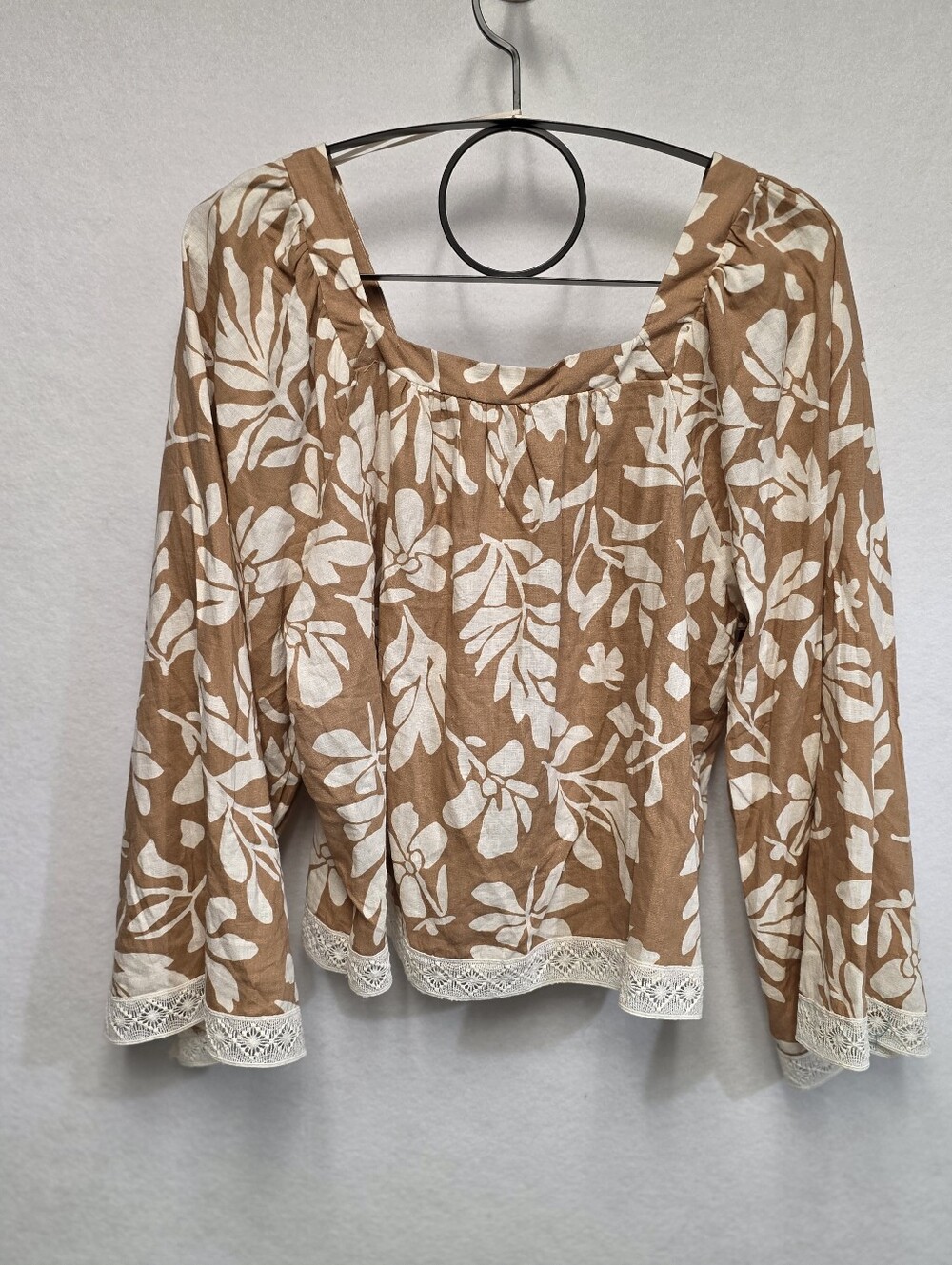 Christian Siriano Womens Size Large Floral Off-Shoulder Blouse  55% Linen - Picture 9 of 11